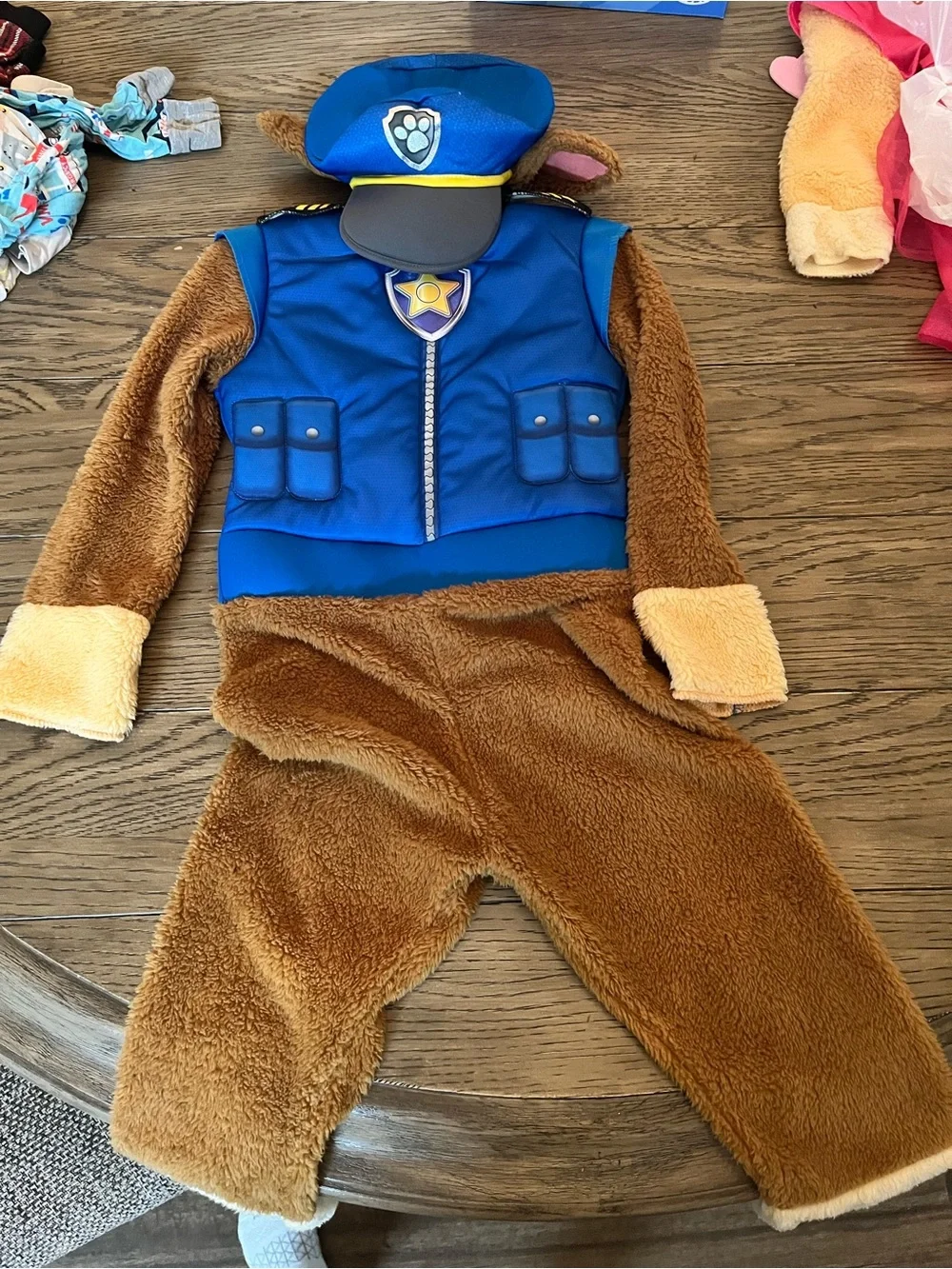 Paw Patrol Chase Costume - Blue Vest with Brown Plush Fur